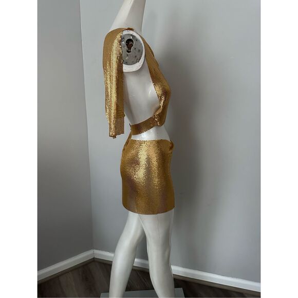 8 Other Reasons Chainmail Top And Skirt Set in Gold $264 - Picture 9 of 10
